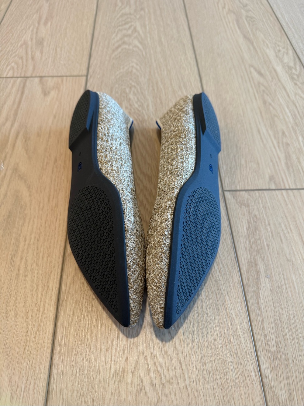 Rothy's Pointed Tweed Flats with Blue Heel Trim - Picture 5 of 6